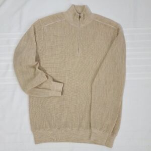 MFH Knits Baby Alpaca 1/4 Zip Men's Sweater In Oatmeal Made In Peru